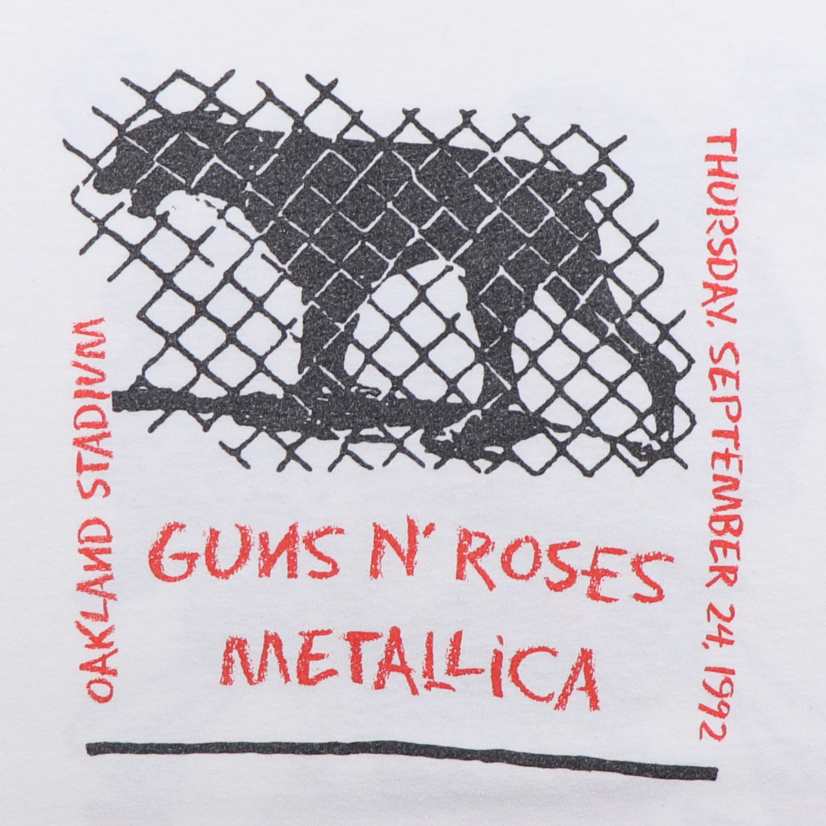 1992 Guns N Roses Metallica Day On The Green Concert Crew Shirt 