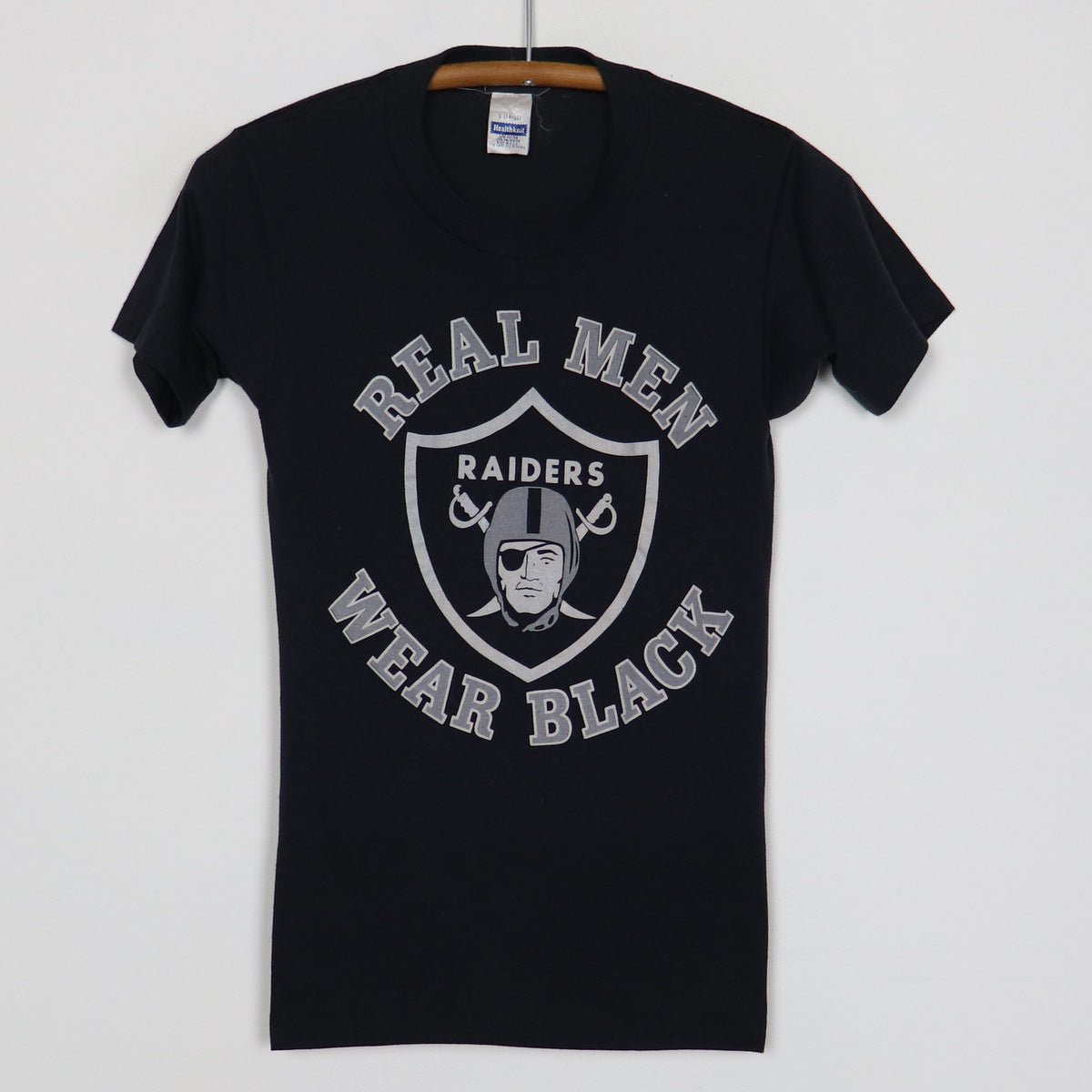 1980s Los Angeles Raiders Real Men Wear Black Shirt | WyCo Vintage