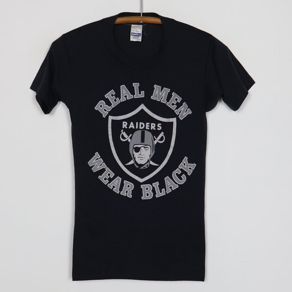 1980s Los Angeles Raiders Real Men Wear Black Shirt | WyCo Vintage