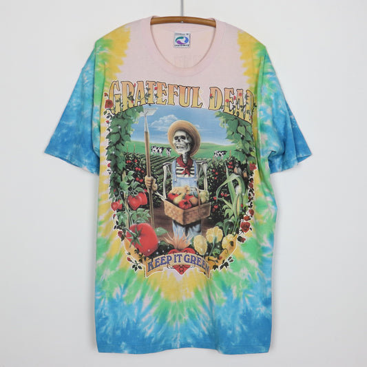 1998 Grateful Dead Keep It Green Liquid Blue Tie Dye Shirt