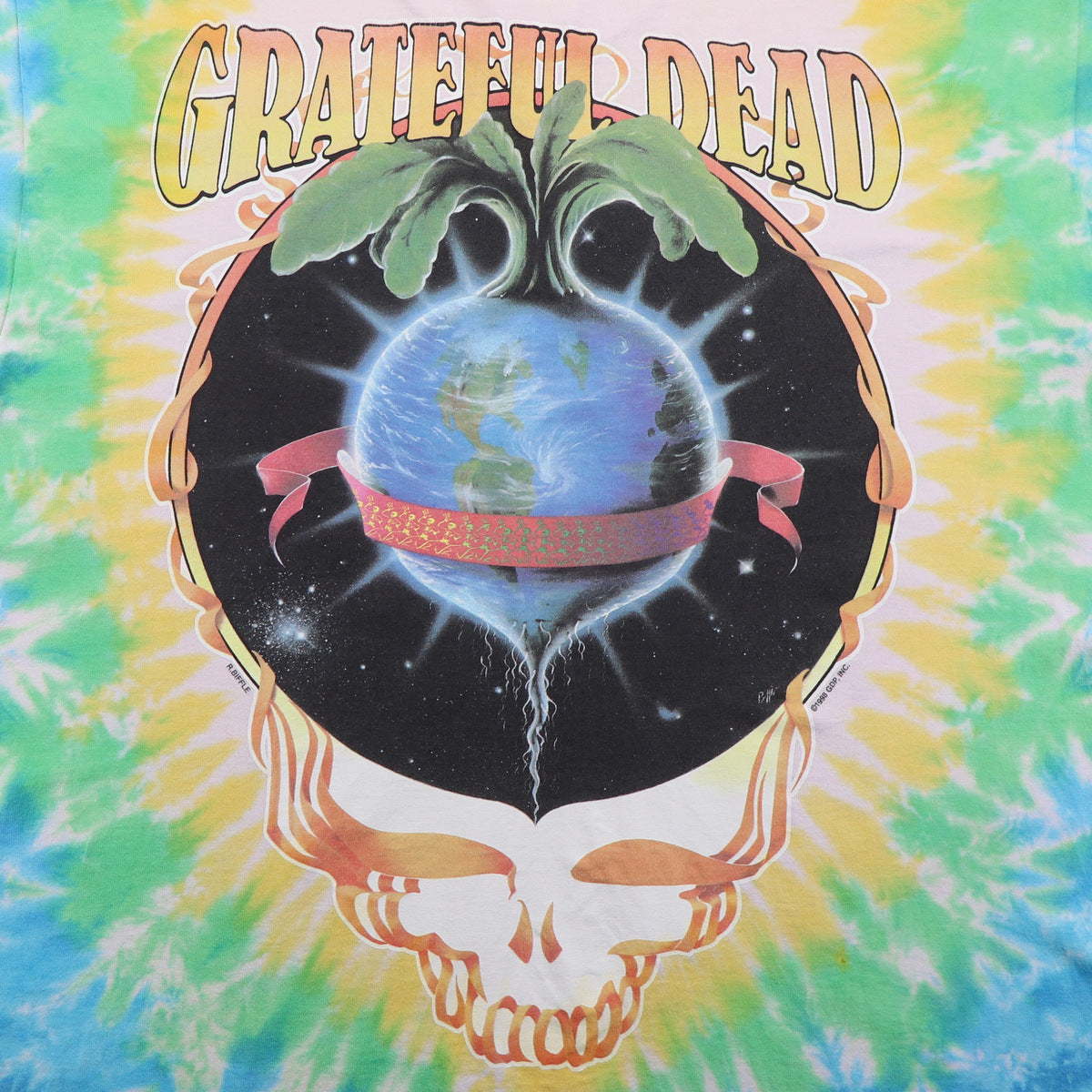 1998 Grateful Dead Keep It Green Liquid Blue Tie Dye Shirt
