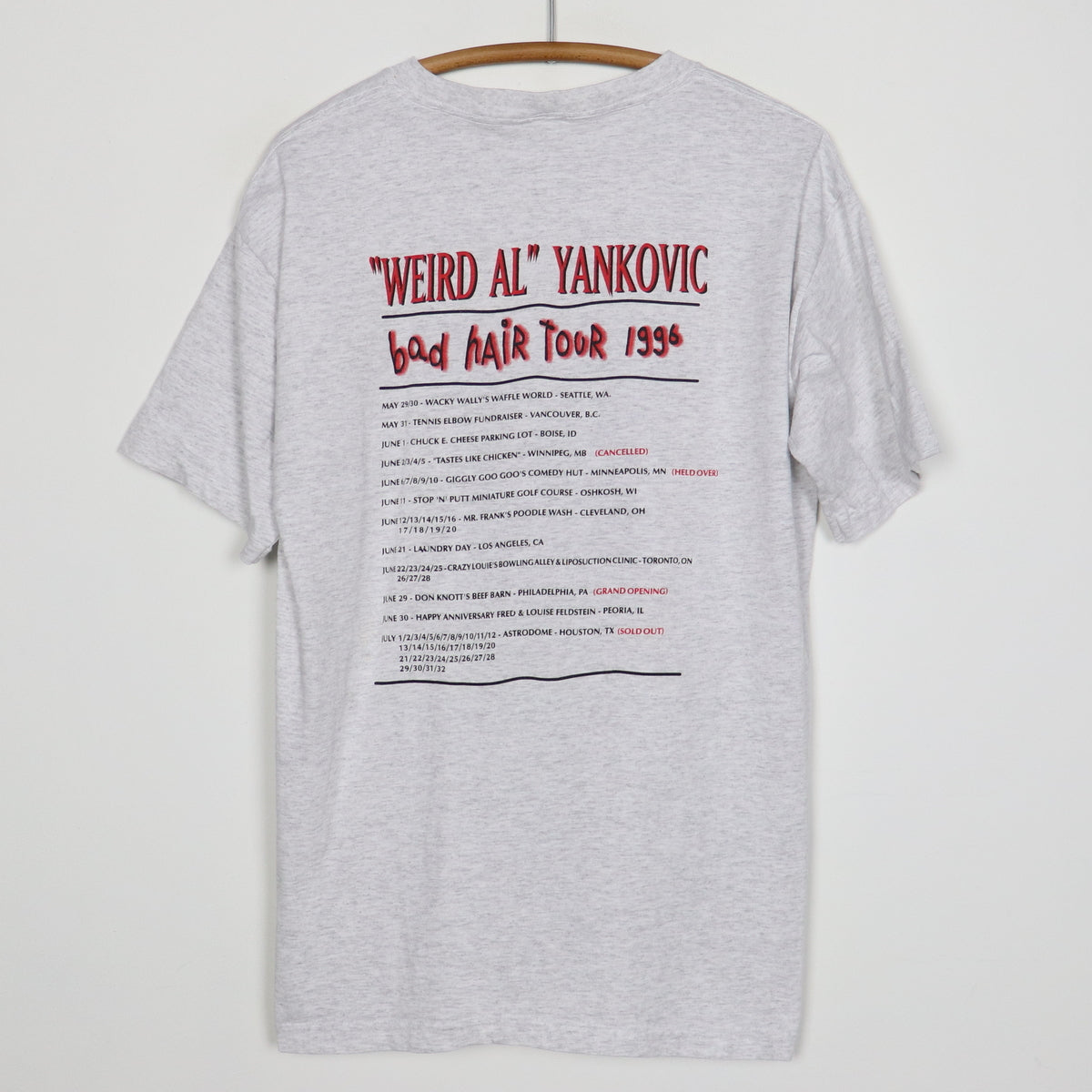 1996 Weird Al Yankovic Bad Hair Tour Shirt | Authentic Vintage Tee 