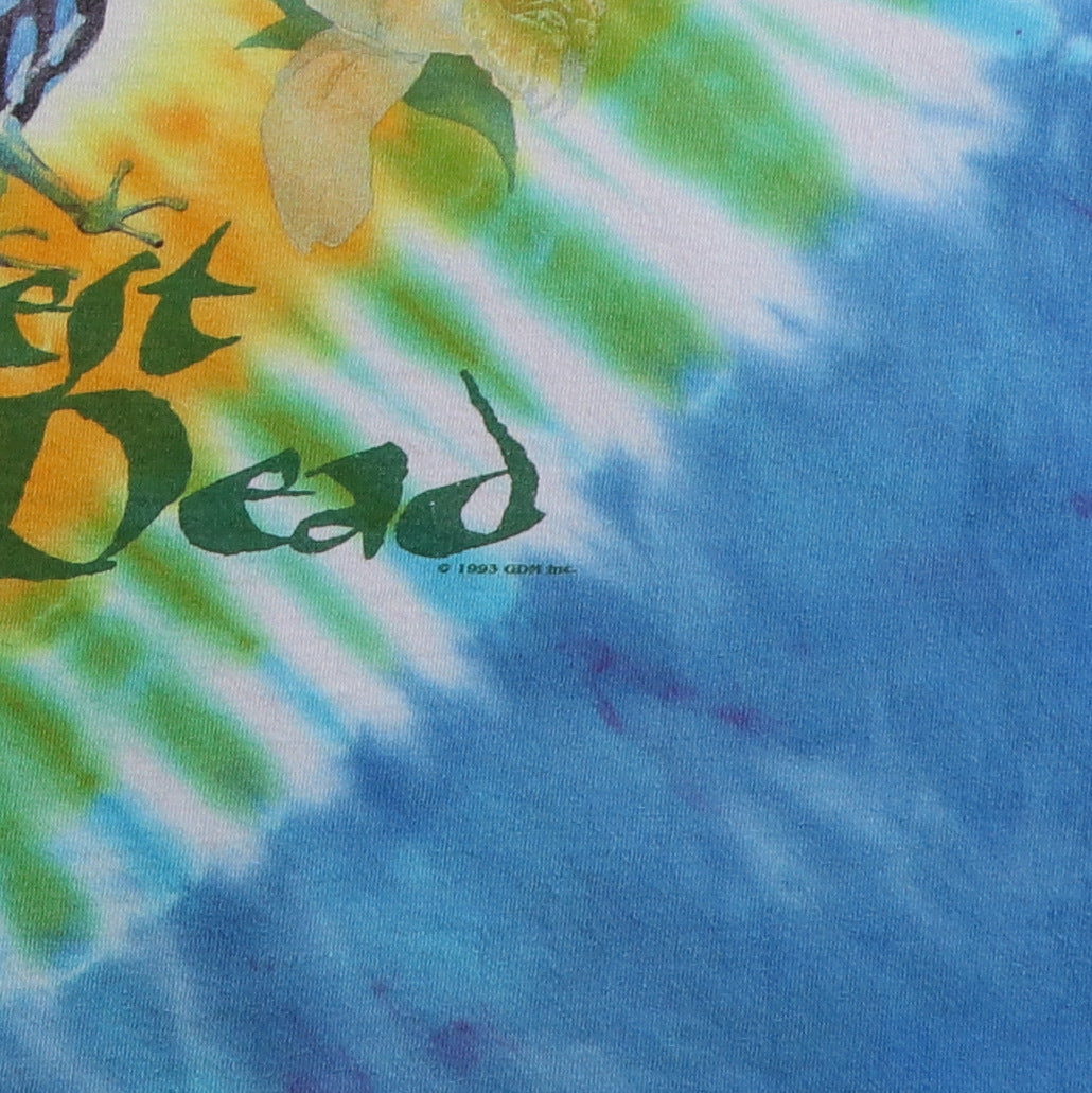 1993 Grateful Dead Rainforest Dead Liquid Blue Summer Tour Tie Dye Shirt