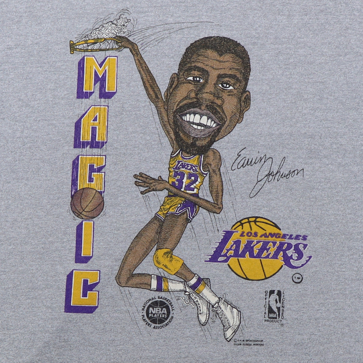 Wyco Vintage 1980s Magic Johnson Los Angeles Lakers NBA Shirt