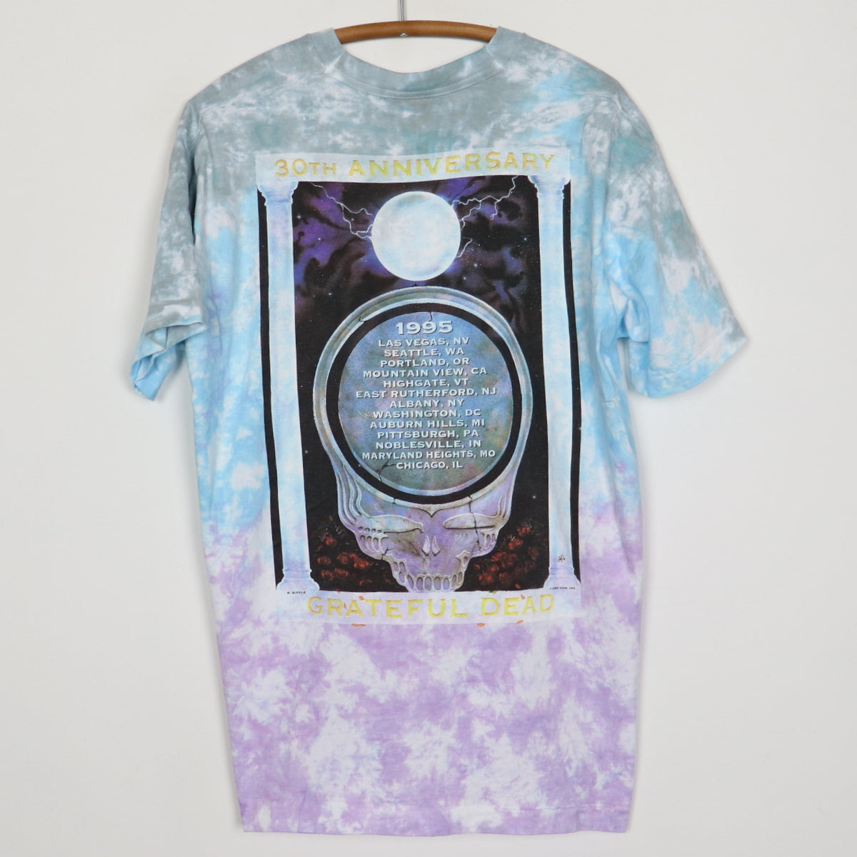 1995 Grateful Dead 30th Anniversary Tour Liquid Blue Tie Dye Shirt