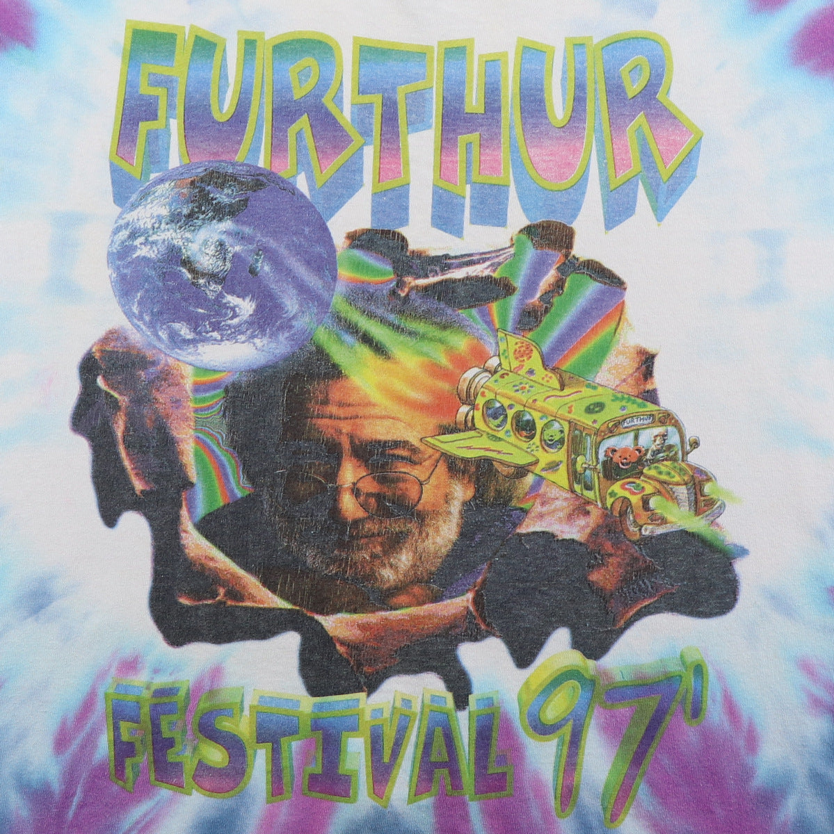 1997 Further Festival Jerry Garcia Tie Dye Tour Shirt | Authentic