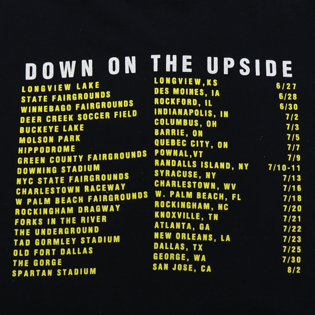 1996 Soundgarden Down On The Upside Tour Shirt | Authentic Vintage