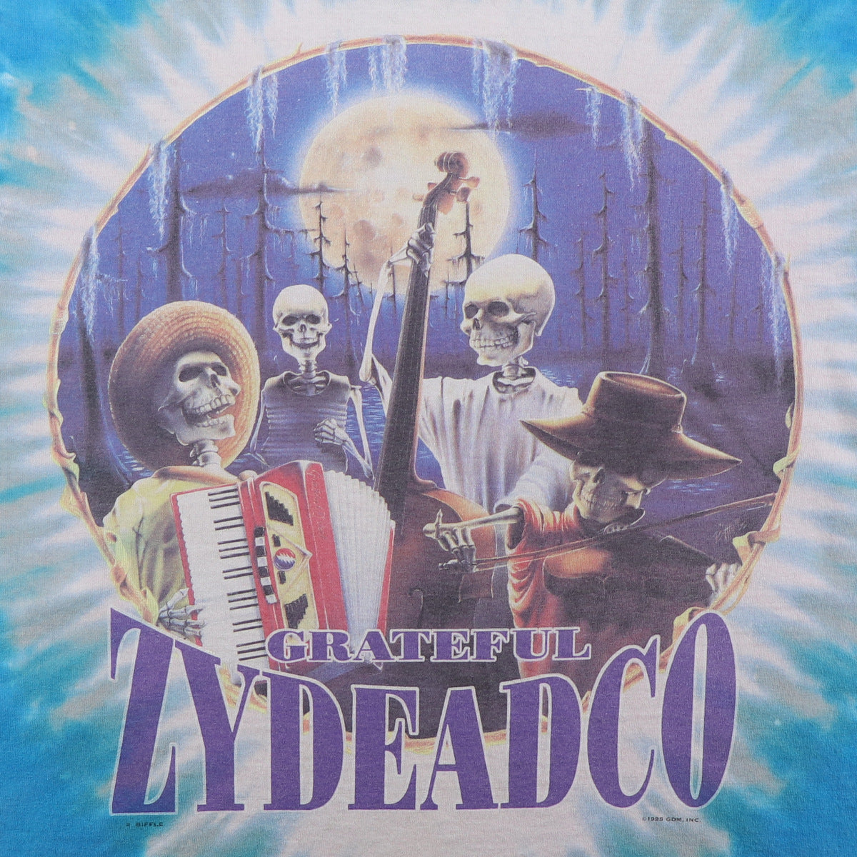 1995 Grateful Dead Zydeadco Tour Liquid Blue Tie Dye Shirt – WyCo