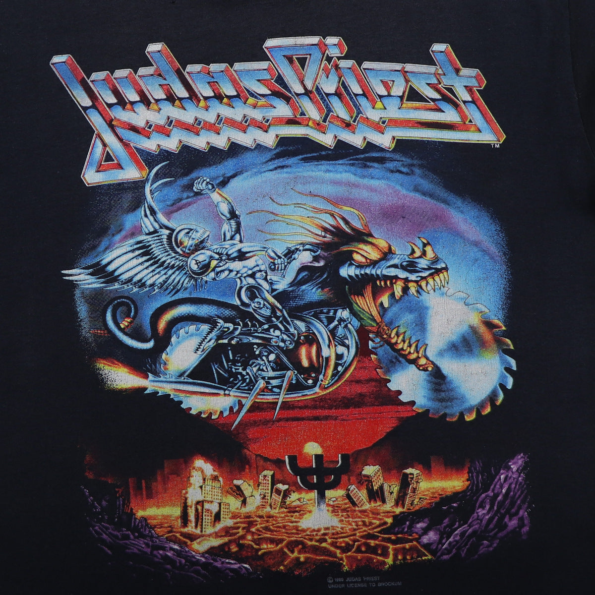 T-shirt Officiel Judas Priest - Tournée US 'Painkiller' 1991 - Bleu - 100% Coton - Neuf Avec étiquettes