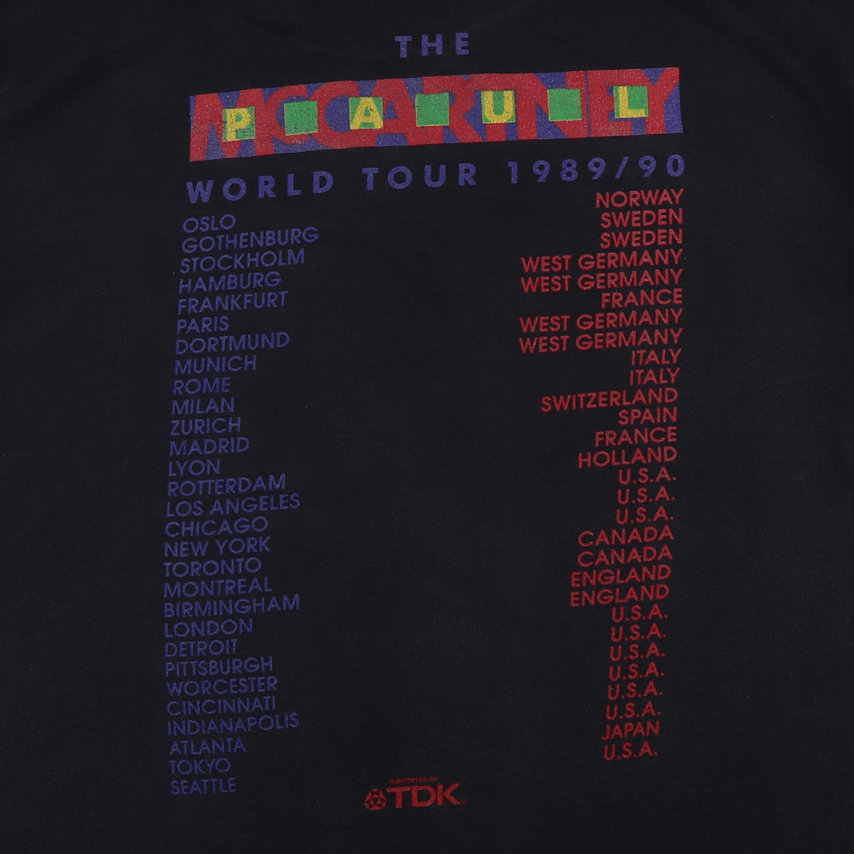 1989 Paul McCartney World Tour Shirt