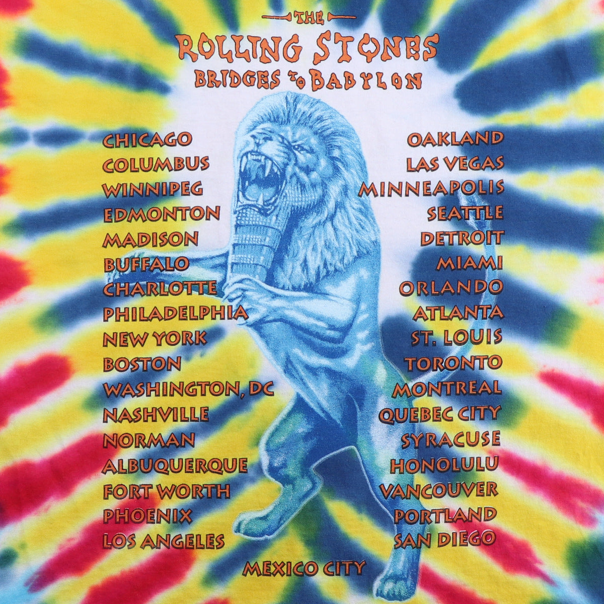 1997 Rolling Stones Bridges To Babylon Tour Tie Dye Shirt 