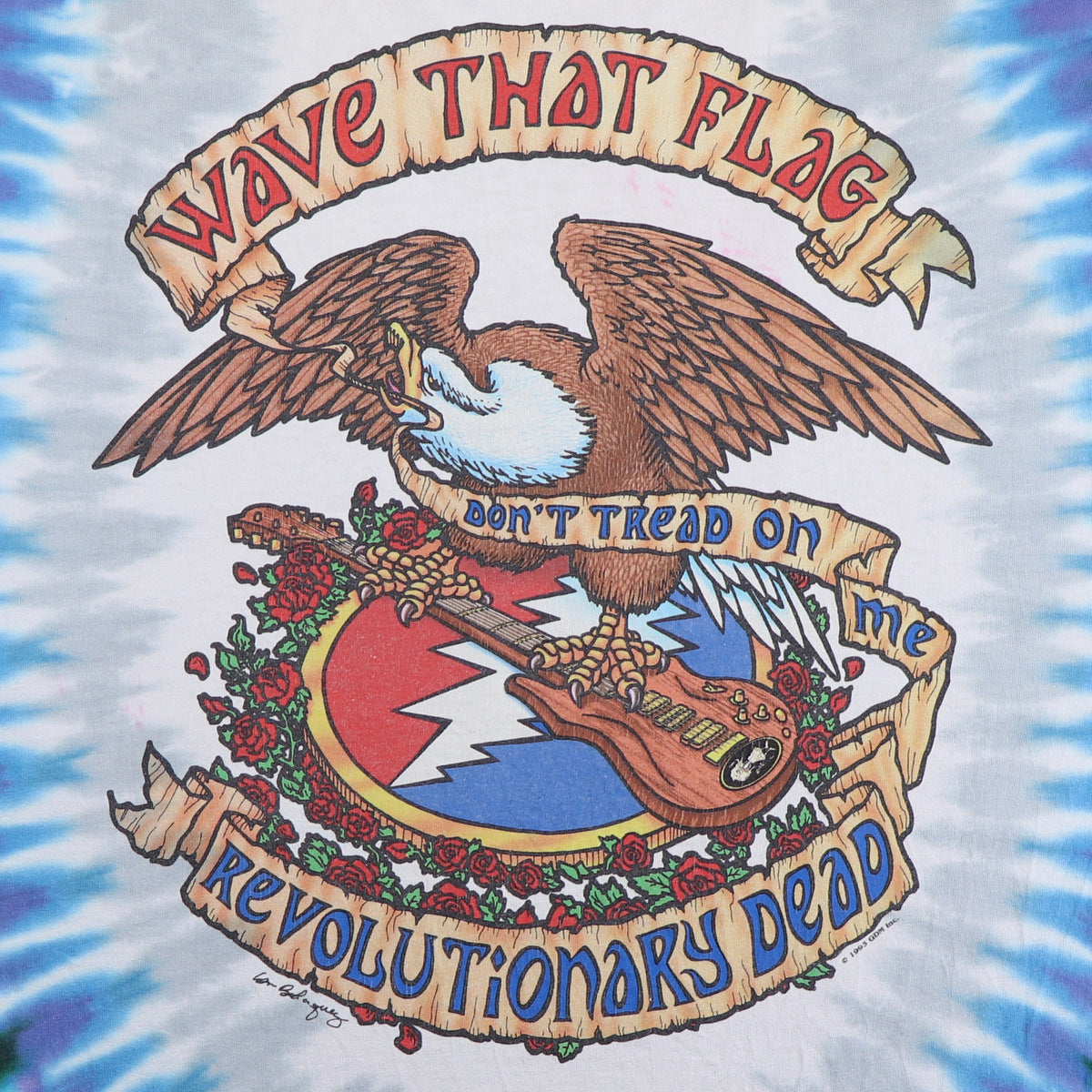 1993 Grateful Dead Revolutionary Dead Liquid Blue Tie Dye Shirt