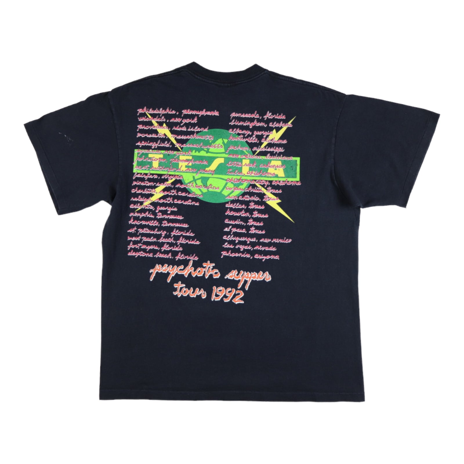 1992 Tesla Psychotic Supper Tour Shirt | Authentic Vintage Tee