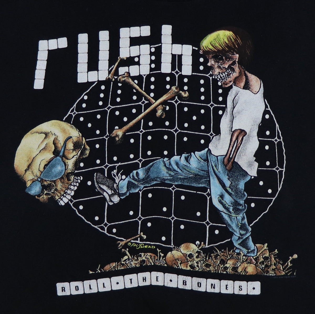1991 Rush Roll The Bones Pushead Tour Shirt | Authentic Vintage 