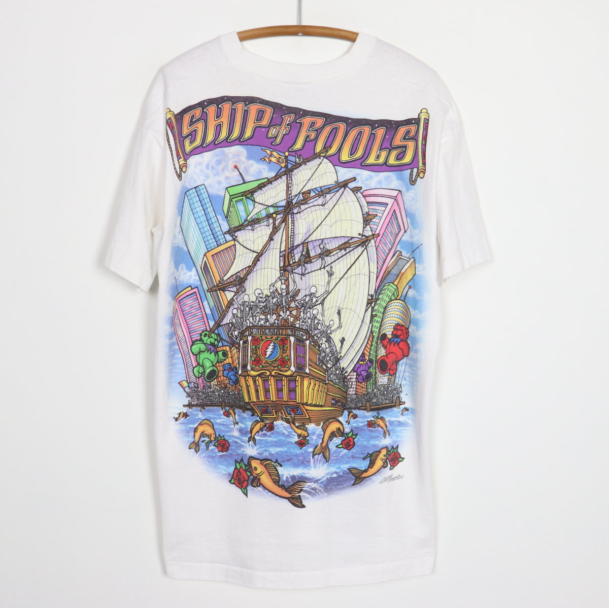 1993 Grateful Dead Ship Of Fools Liquid Blue Shirt WyCo Vintage
