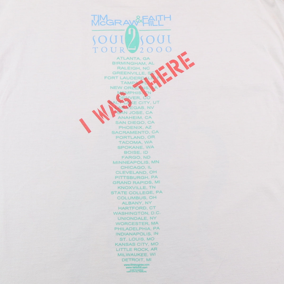 2000 Tim McGraw Faith Hill Soul 2 Soul Tour Shirt