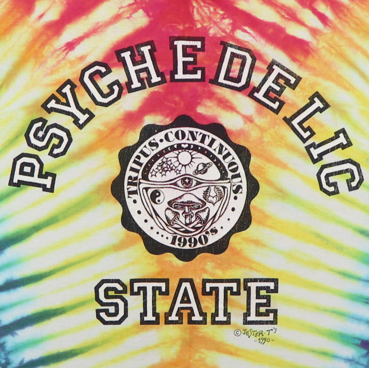 ミュージシャン PSYCHEDELIC STATE JESTER-T MADE IN USA 1990 Psychedelic State Jester Tie Dye Shirt | Authentic Vintage