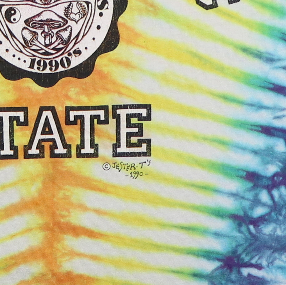 ミュージシャン PSYCHEDELIC STATE JESTER-T MADE IN USA 1990 Psychedelic State Jester Tie Dye Shirt | Authentic Vintage