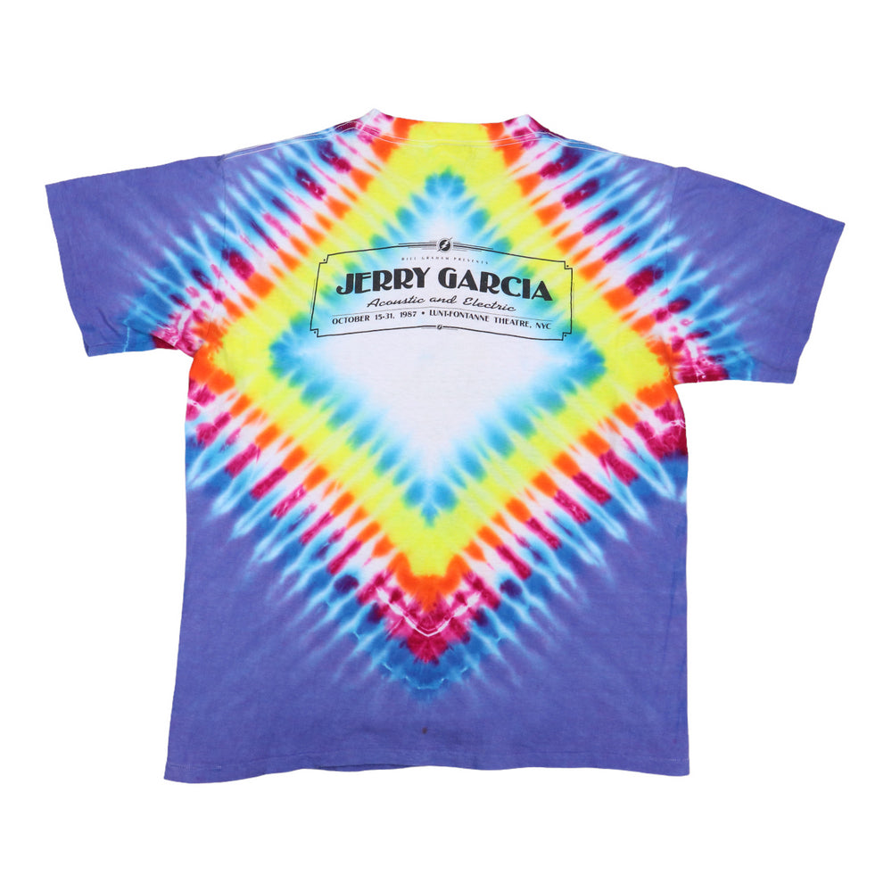 1987 Jerry Garcia On Tie Vintage Dye Shirt Broadway WyCo – Concert