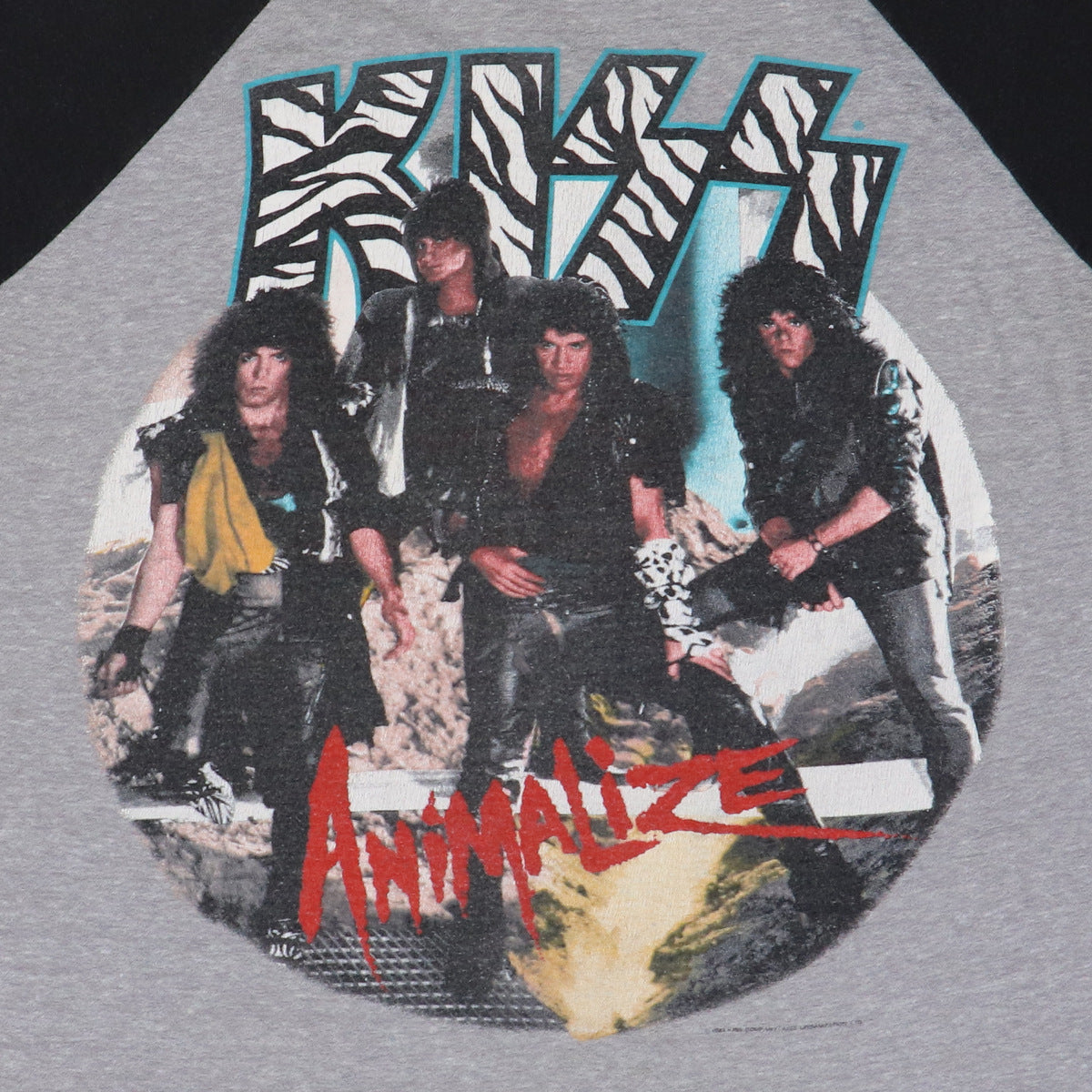 希少 kiss Animalize Tour ´84-´85 ラグラン Tシャツ 1984 Kiss Animalize Tour Jersey Shirt | WyCo Vintage
