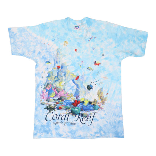 1992 Coral Reef Aquatic Paradise Liquid Blue Tie Dye Shirt