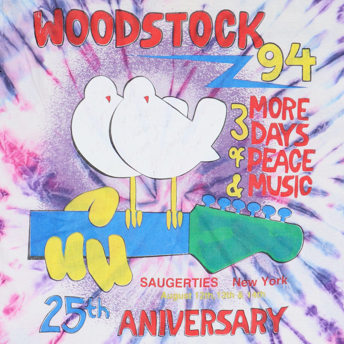 1994 Woodstock 25th Anniversary Concert Tie Dye Shirt | Authentic