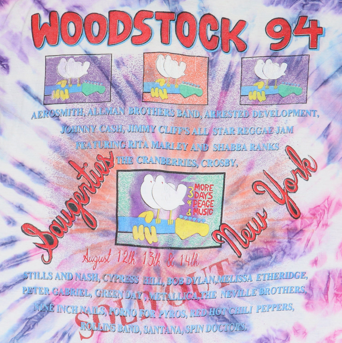 1994 Woodstock 25th Anniversary Concert Tie Dye Shirt | Authentic