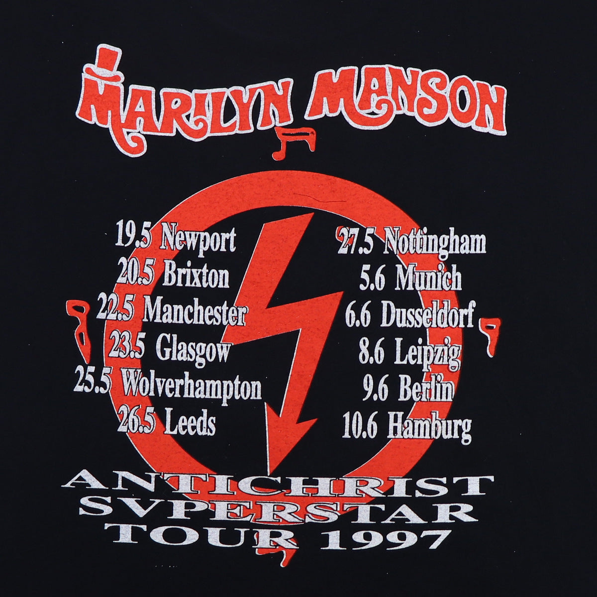1997 Marilyn Manson Antichrist Superstar Euro Tour Shirt 