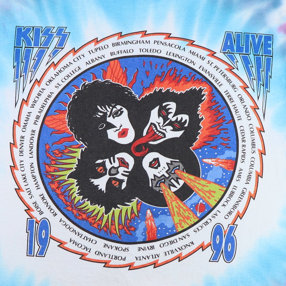 1996 Kiss Reunion Tour Tie Dye Shirt | Authentic Vintage Tee