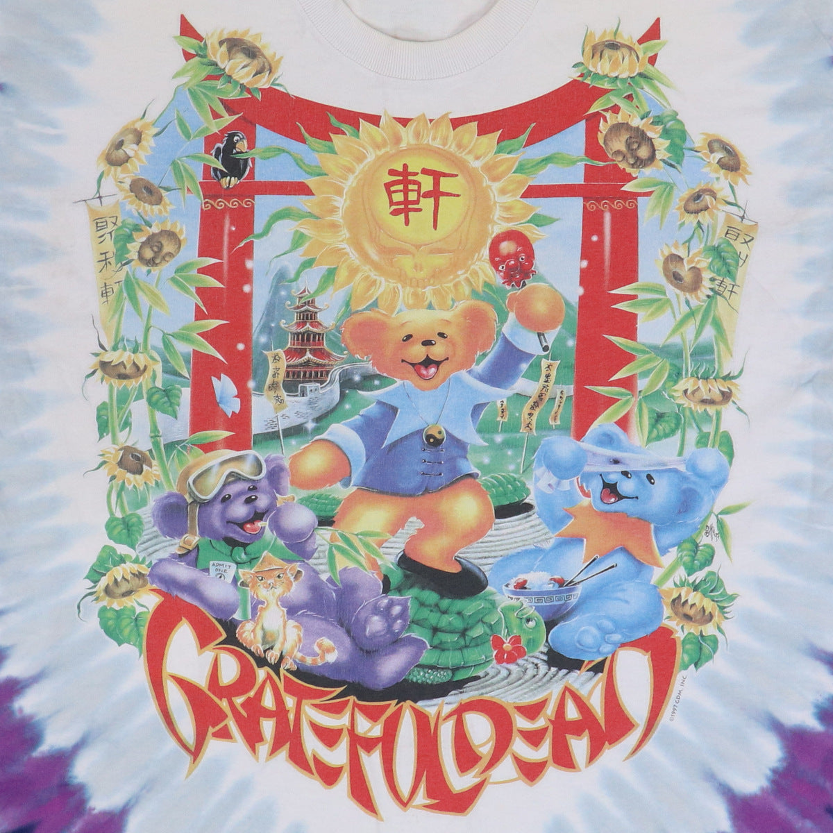 1997 Grateful Dead China Rider Liquid Blue Tie Dye Shirt