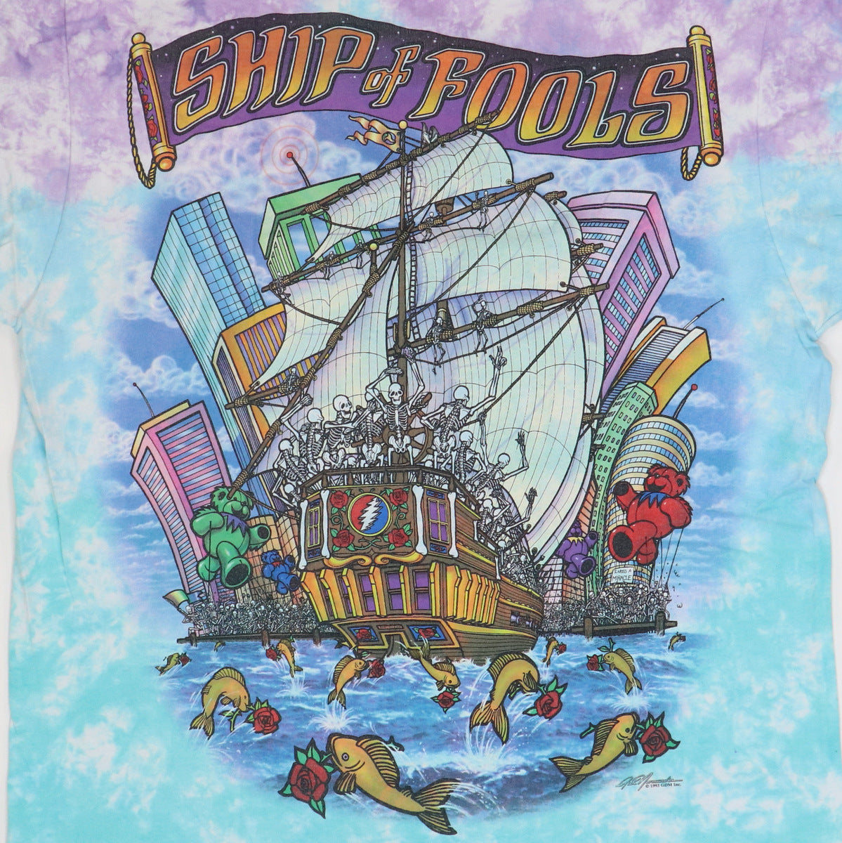 1993 Grateful Dead Ship Of Fools Tie Dye Shirt