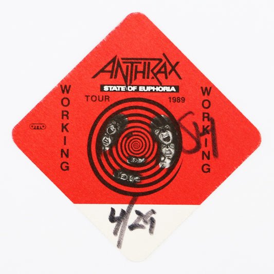 1989 Anthrax State Of Euphoria Tour Working Pass