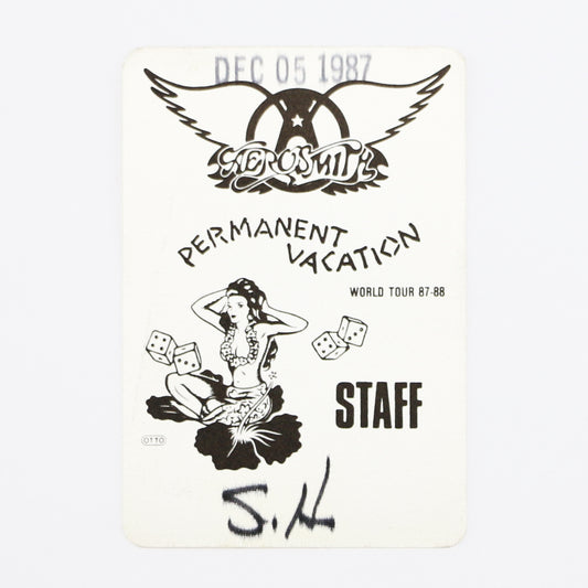 1987 Aerosmith Permanent Vacation World Tour Staff Pass