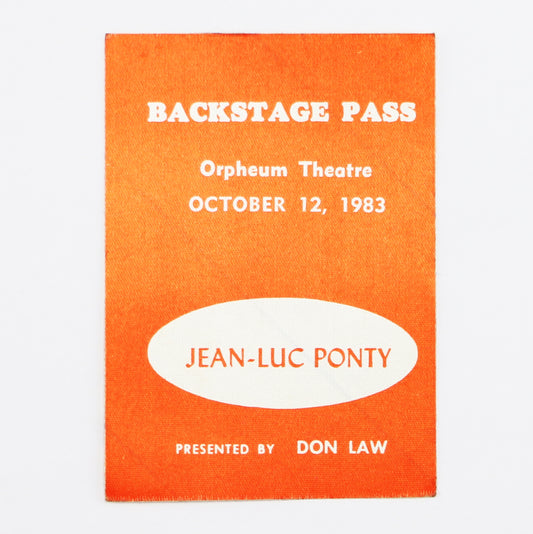 1983 Jean-Luc Ponty At The Orpheum Theatre Backstage Pass