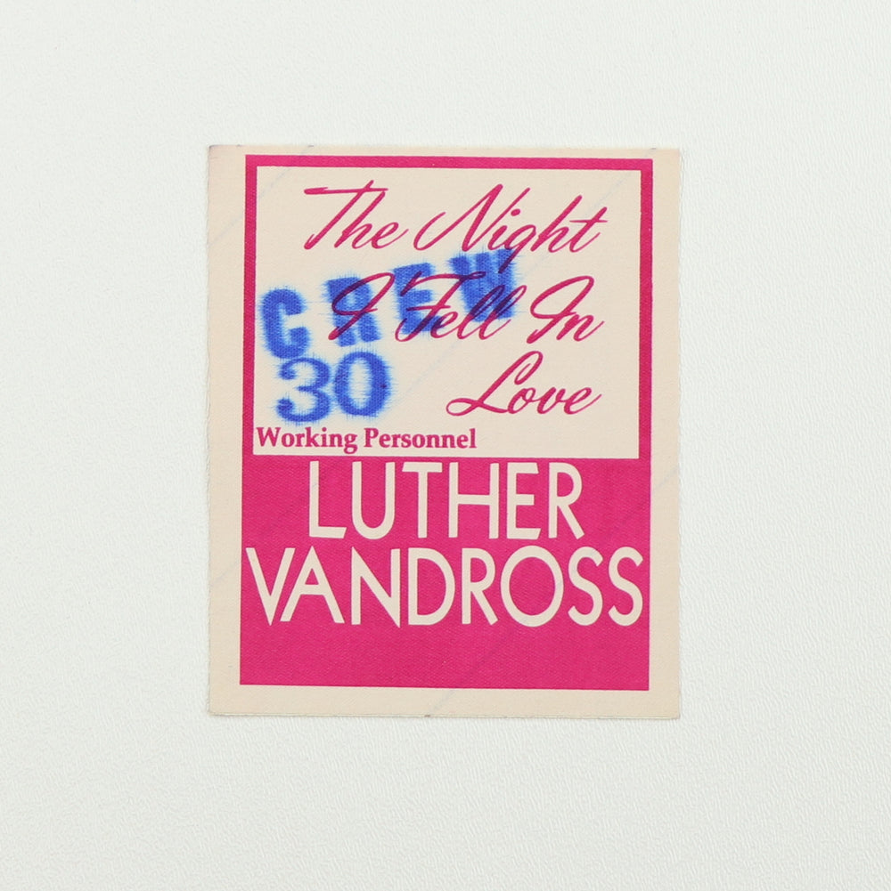 1985 Luther Vandross The Night I Fell In Love Tour Working Personnel Backstage Pass
