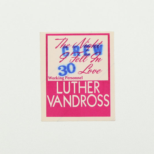 1985 Luther Vandross The Night I Fell In Love Tour Working Personnel Backstage Pass