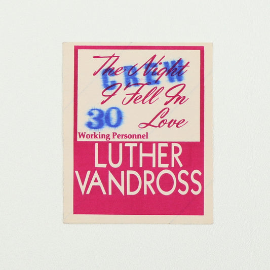 1985 Luther Vandross The Night I Fell In Love Tour Working Personnel Backstage Pass