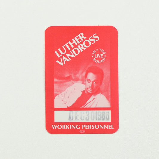 1980s Luther Vandross In The Round Live Tour Working Personnel Backstage Pass