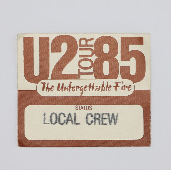 1985 U2 The Unforgettable Fire Local Crew Backstage Pass