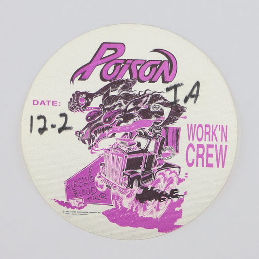 1990 Poison Flesh And Blood Tour Crew Stage and Backstage Pass