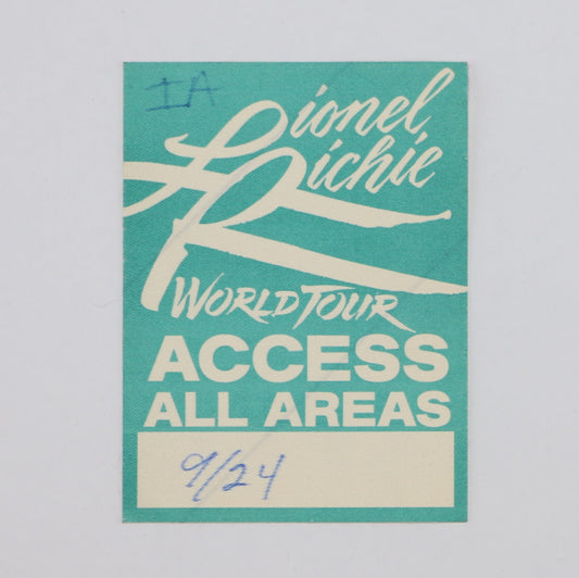 1983 Lionel Richie All Access World Tour Backstage Pass