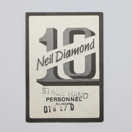 1982 Neil Diamond Tour Stage Hand Personnel and Backstage Pass