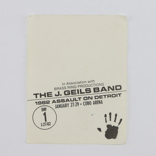 1982 J Geils Band Backstage Pass