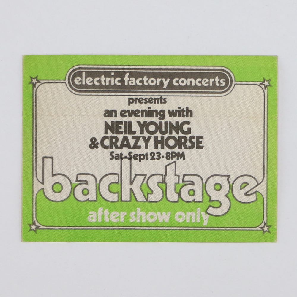 1978 Neil Young And Crazy Horse Backstage Pass