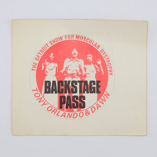 1980s Tony Orlando And Dawn The Detroit Show For Muscular Dystrophy Backstage Pass